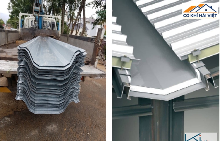 Máng xối giữa được sử dụng tại các điểm giao nhau giữa hai mái tôn