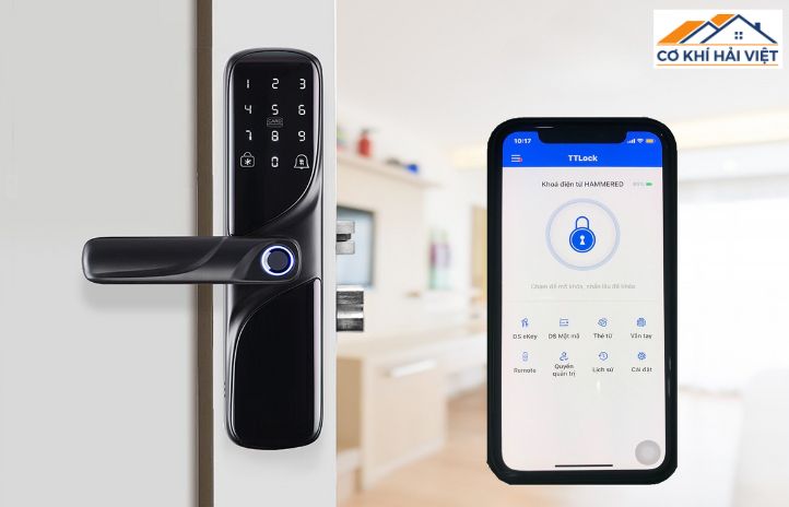 Giao diện một ứng dụng điều khiển khóa vân tay thông minh trên điện thoại