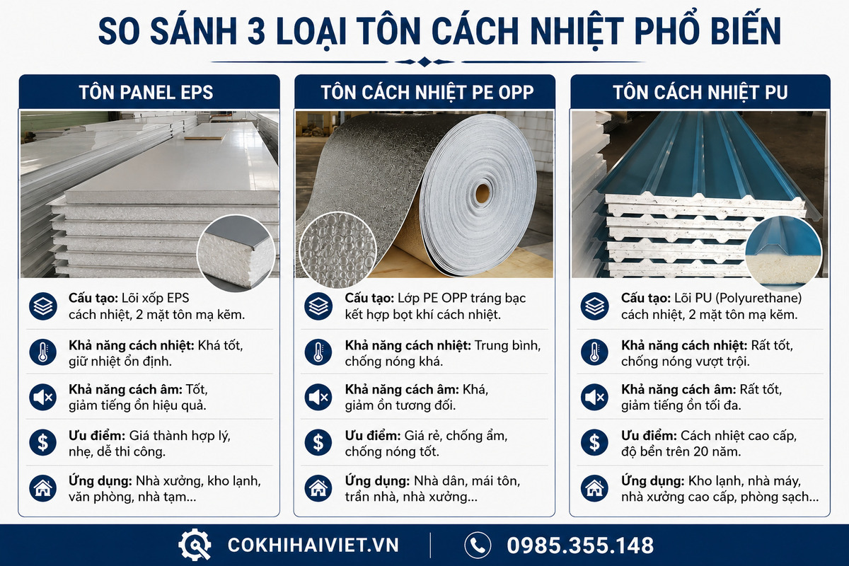 3 loại vật liệu cách nhiệt phổ biến
