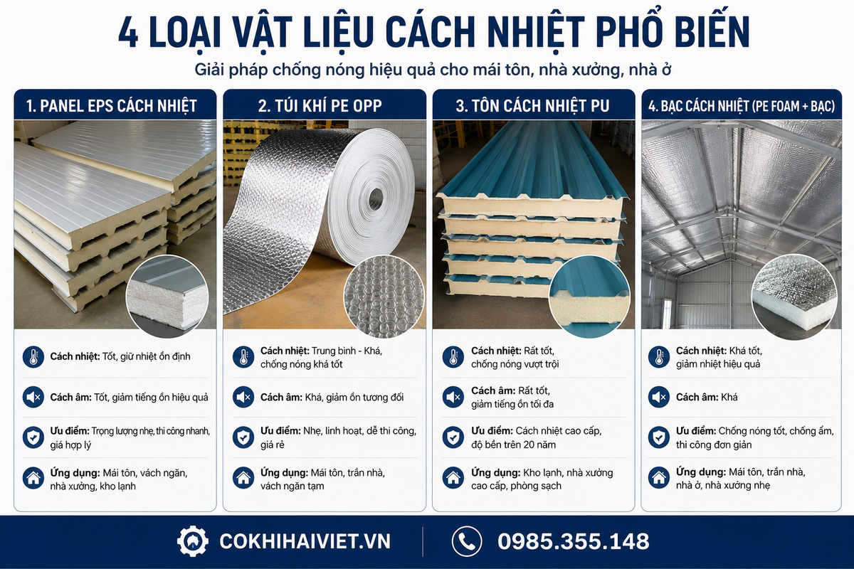 So sánh 4 vật liệu cách nhiệt phổ biến hiện nay