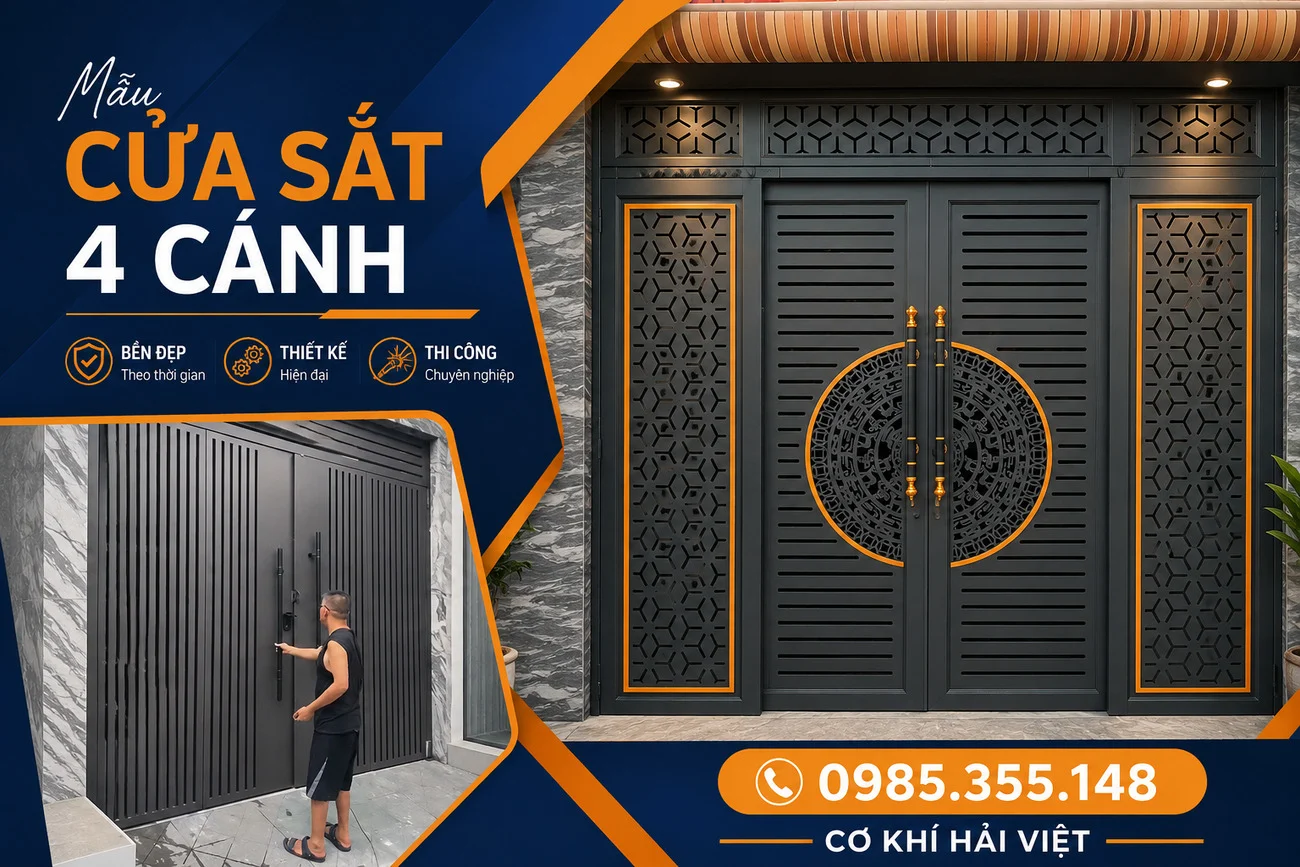 Mẫu cửa sắt 4 cánh đẹp hiện nay