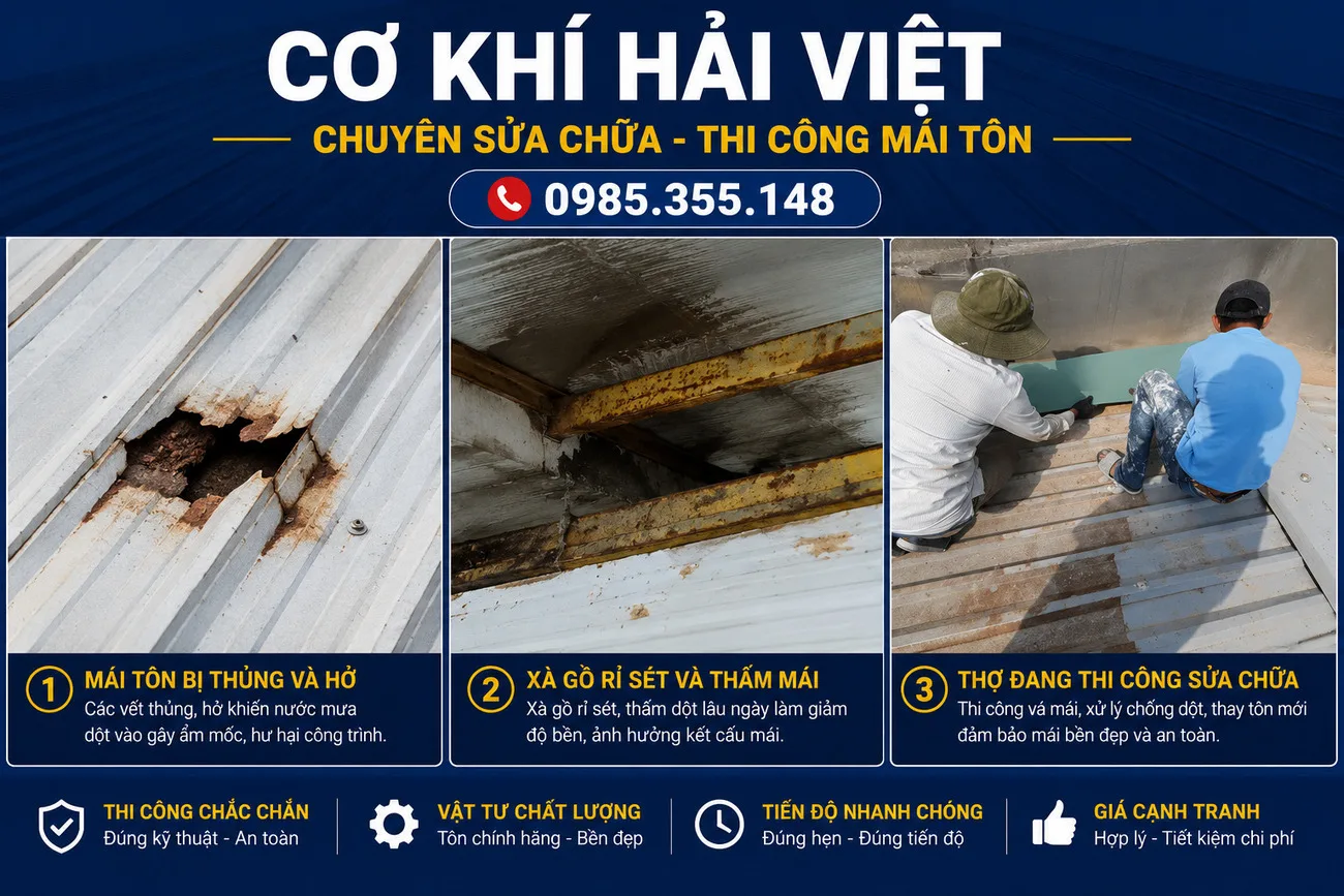 Các dạng hư hỏng mái tôn thường gặp tại Ninh Bình