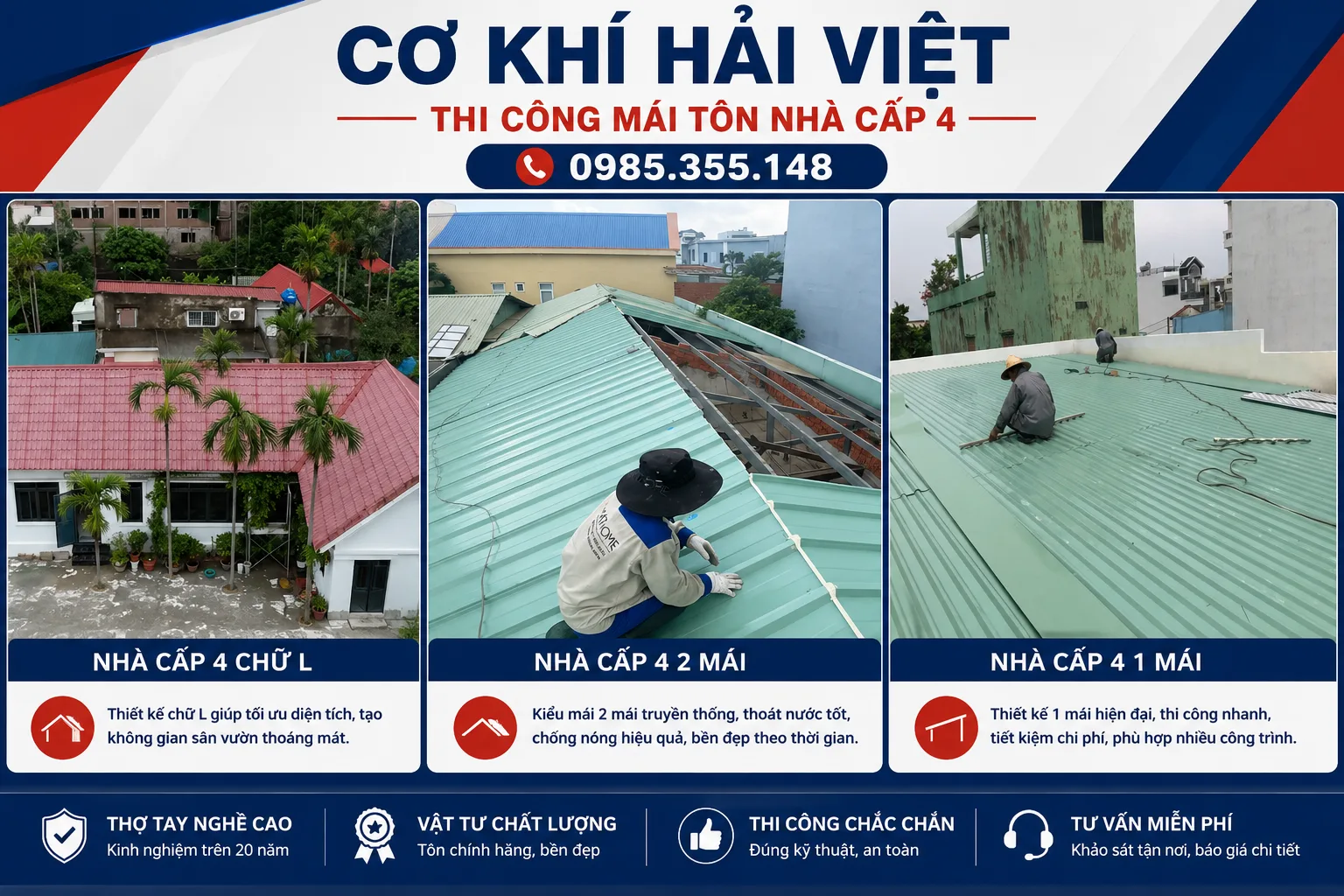 Các kiểu nhà cấ 4 lợp tôn