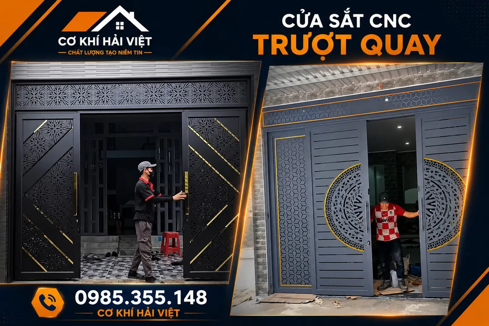 Công trình cửa sắt CNC có hoa văn được Cơ Khí Hải Việt thi công tại TP Ninh Bình