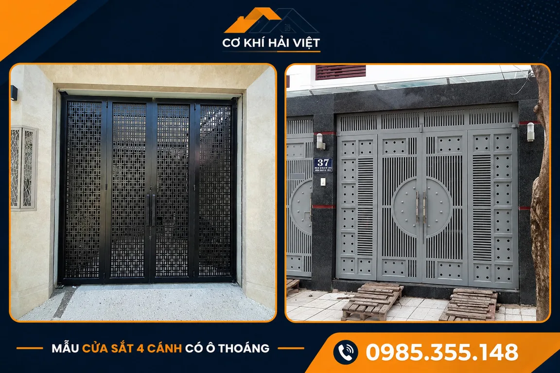 Cửa sắt 4 cánh có ô thoáng đang được nhiều gia đình lựa chọn