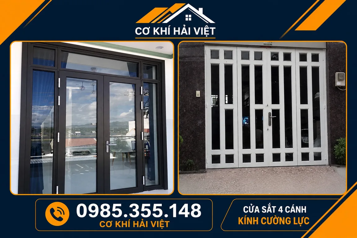 Mẫu cửa sắt kết hợp kính cường lực được thi công tại Yên Thịnh và Hoa Lư