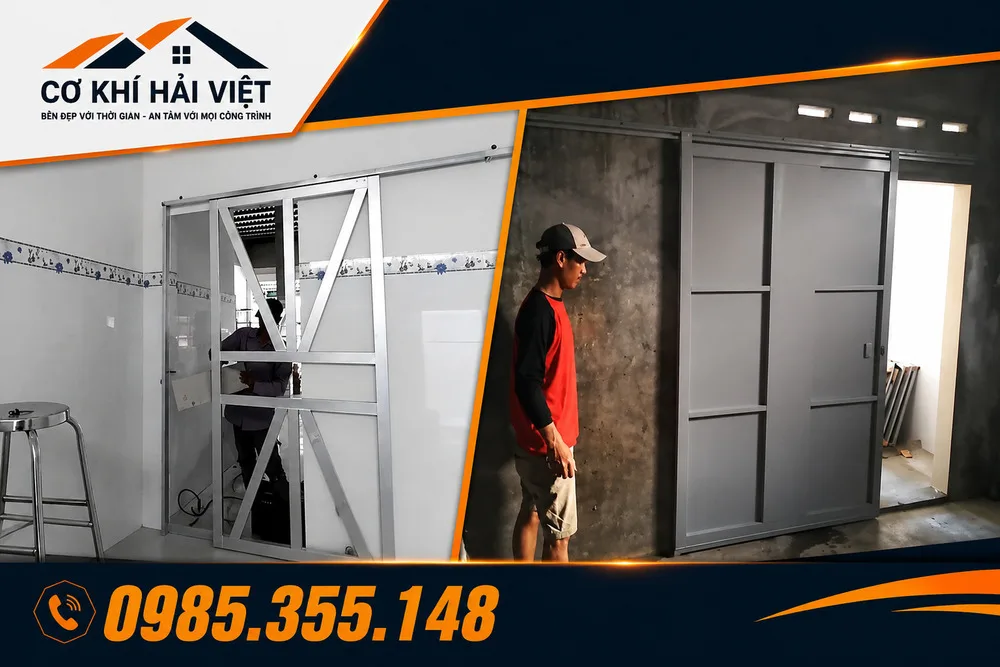 Mẫu cửa sắt lùa 1 cánh làm cho nhà kho và phòng ngủ