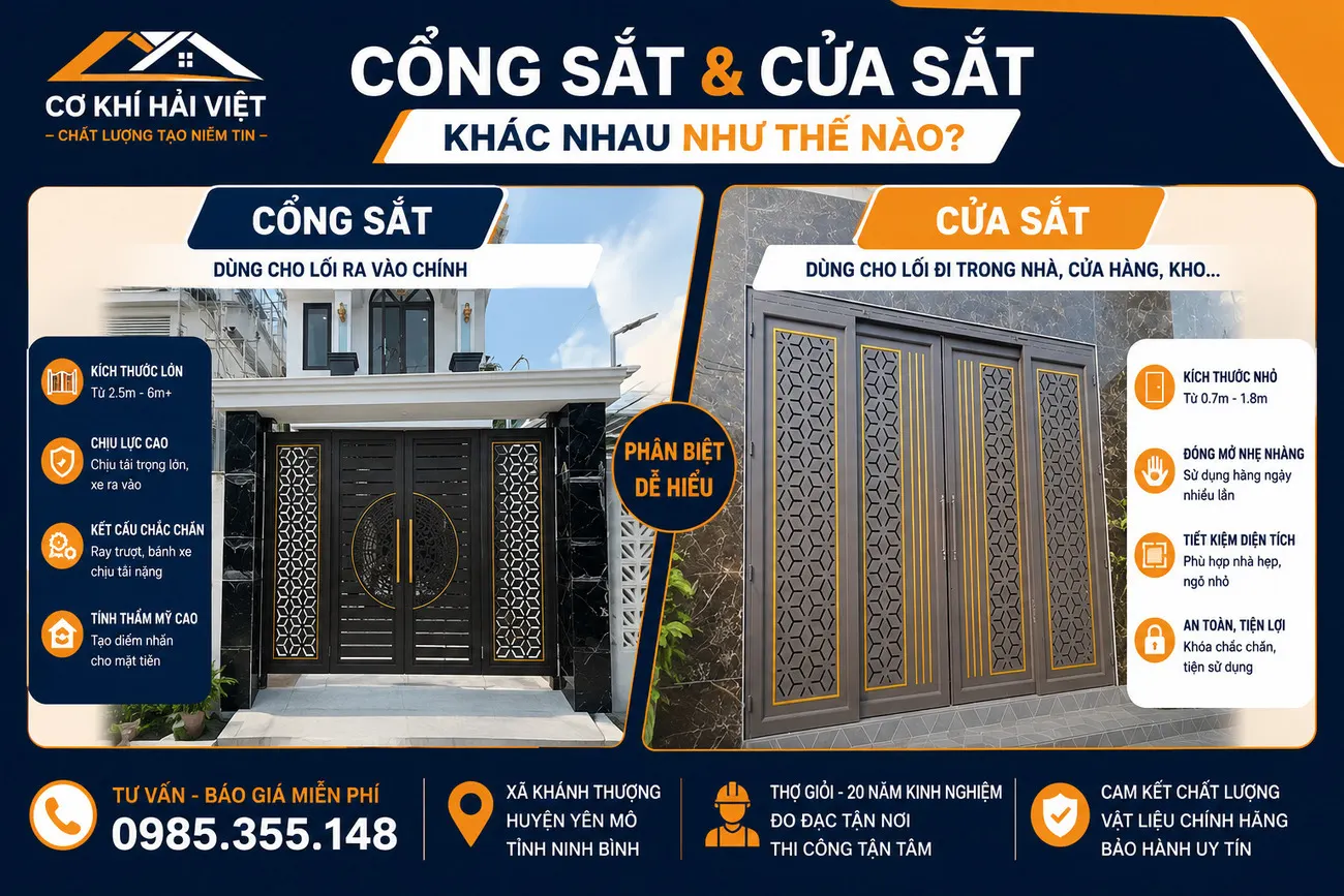 Sự khác nhau giữa cửa sắt và cổng sắt