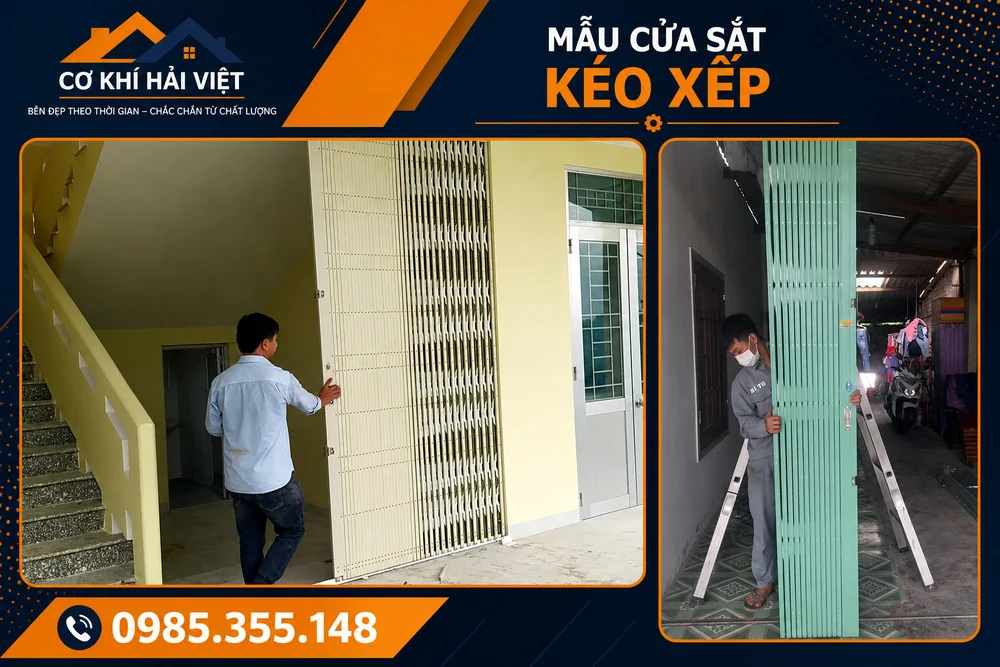 Cửa xếp Đài Loan được Cơ Khí Hải Việt hoàn thiện tại trường học và nhà dân tại Yên Mô - Ninh Bình