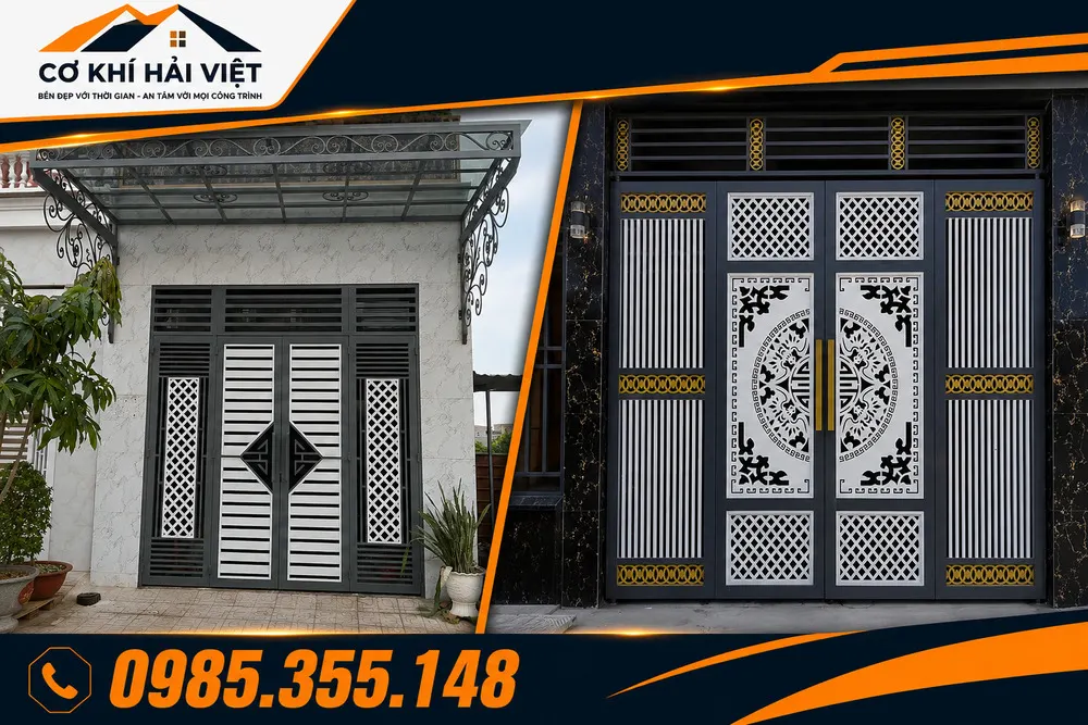 Mẫu gia công cửa sắt 4 cánh tại xưởng Cơ Khí Hải Việt
