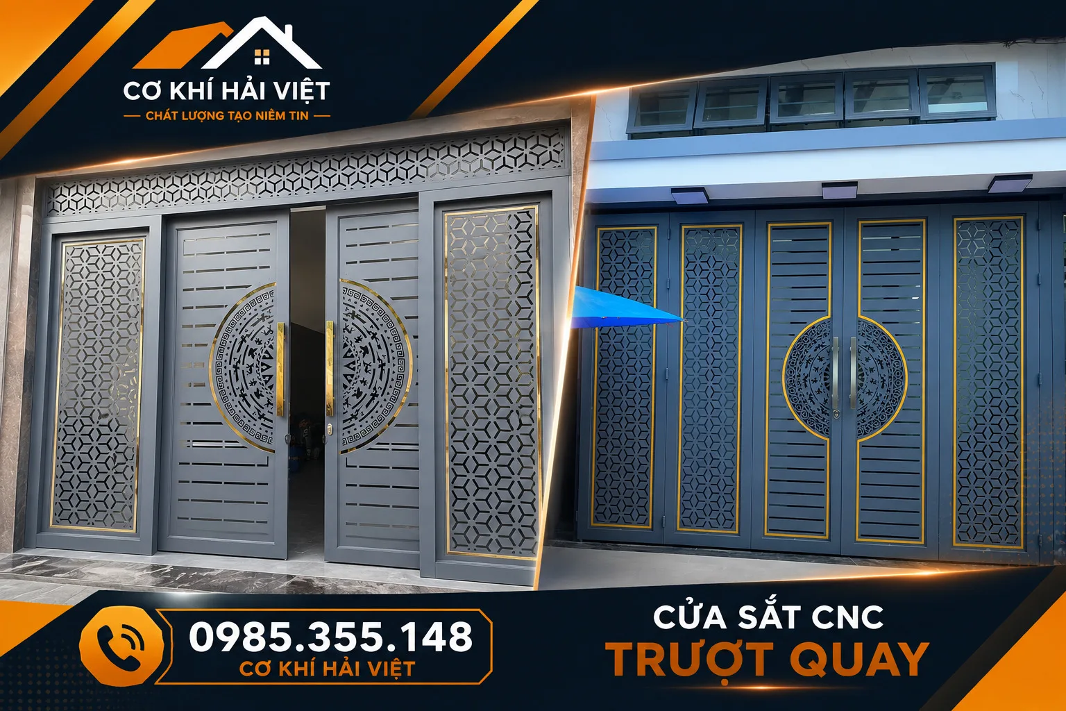 Gia công cửa sắt CNC trượt quay tại TP Ninh Bình - Cơ Khí Hải Việt