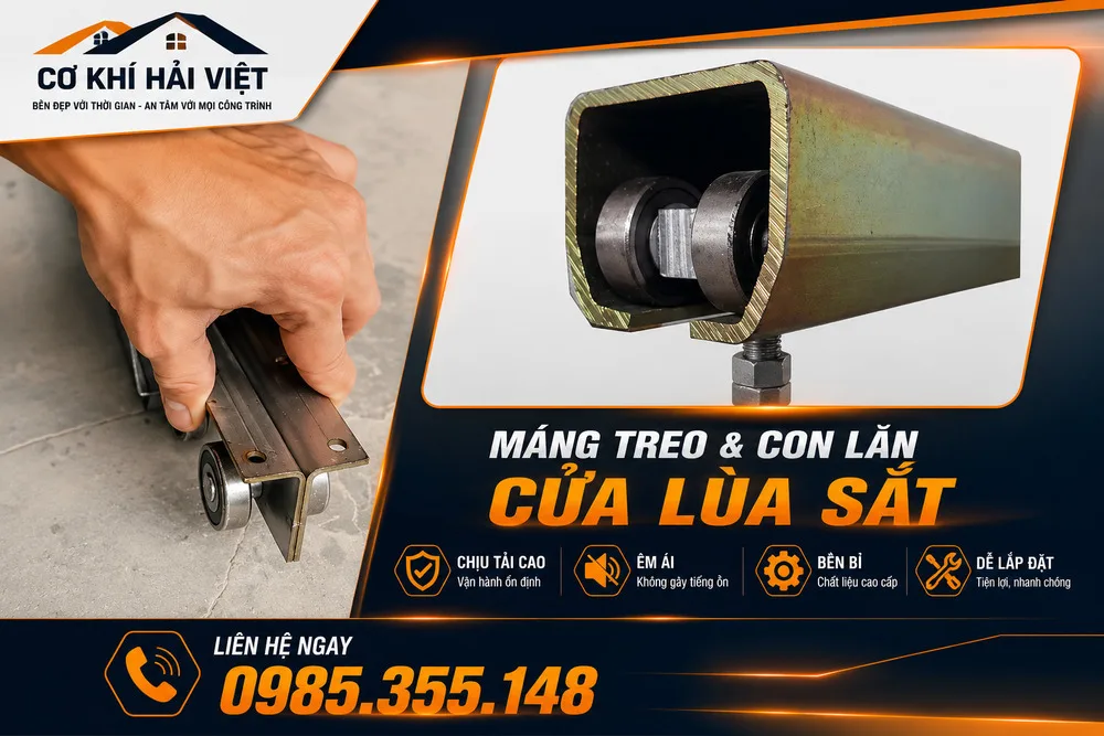 Hệ ray và bánh xe cửa sắt lùa chất lượng tại Ninh Bình