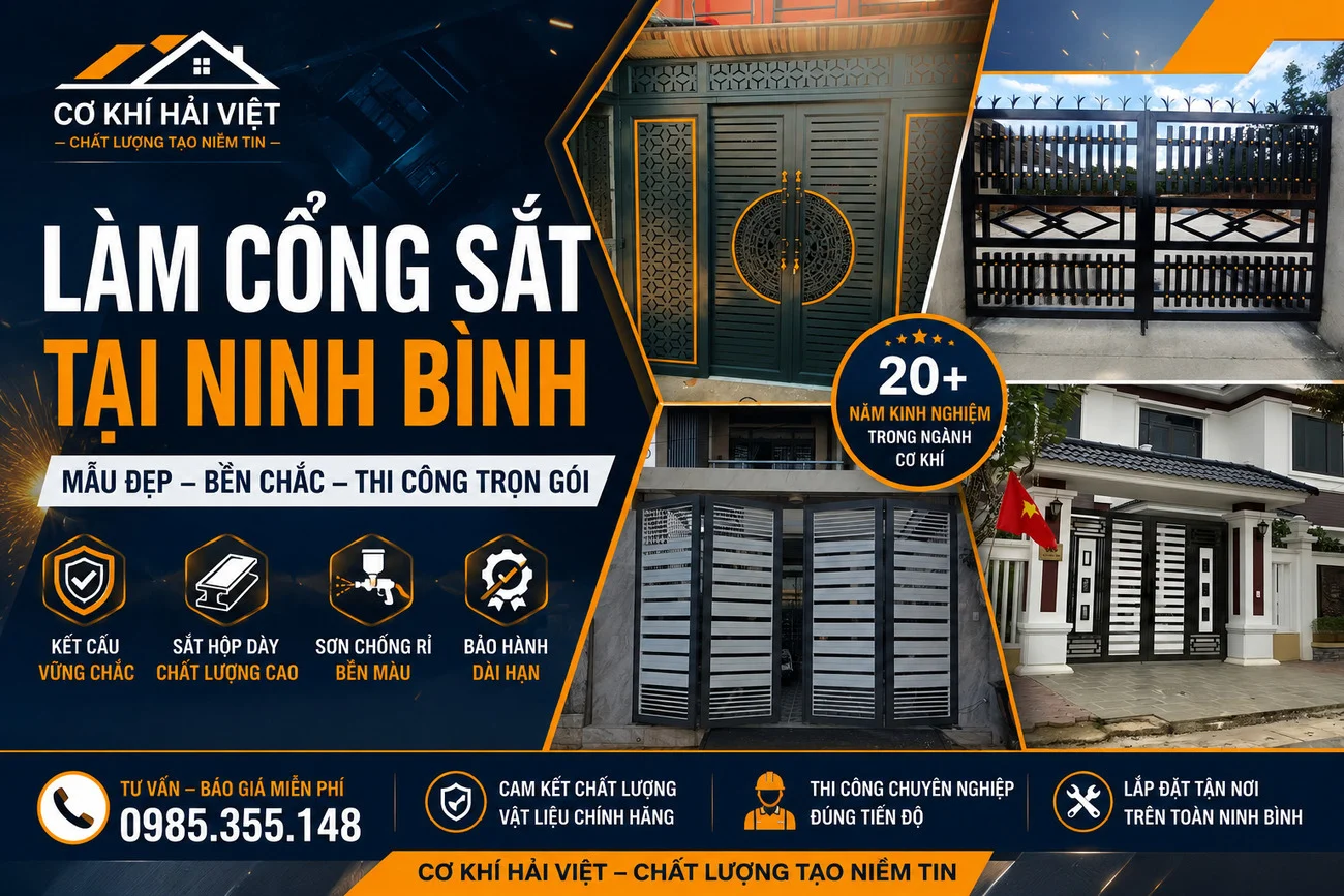 Dịch vụ làm cổng dắt đẹp tại Ninh Bình - Cơ Khí Hải Việt