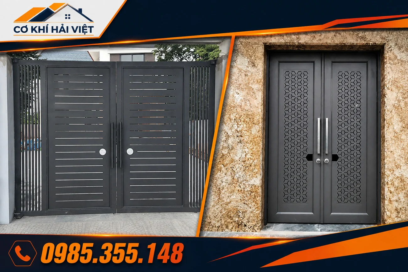 Mẫu cửa sắt 2 cánh đã được hoàn thiện tại Tam Điệp - Ninh Bình