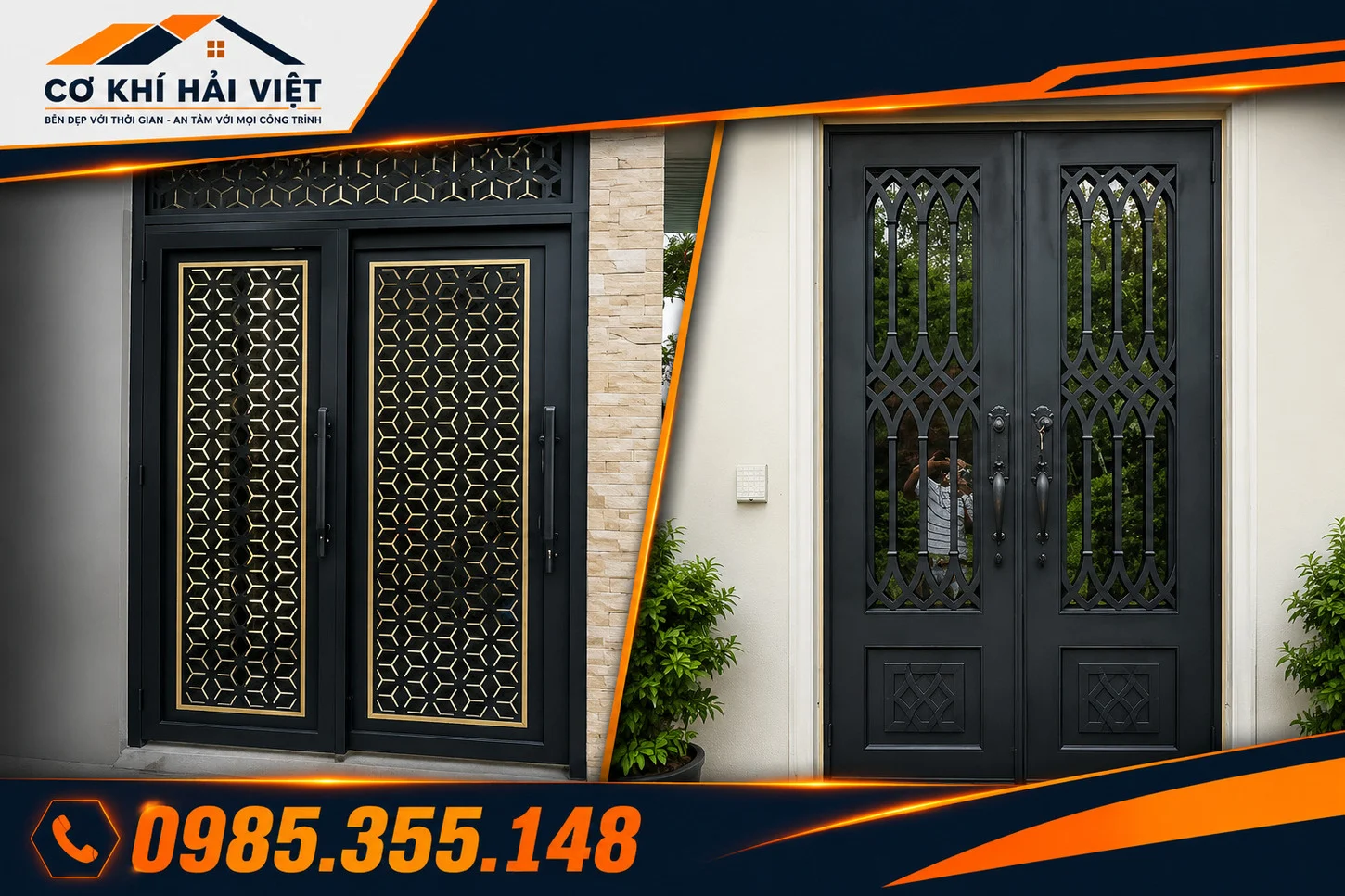 Mẫu cửa sắt 2 cánh đẹp được cơ khí Hải Việt thi công tại TP Ninh Bình