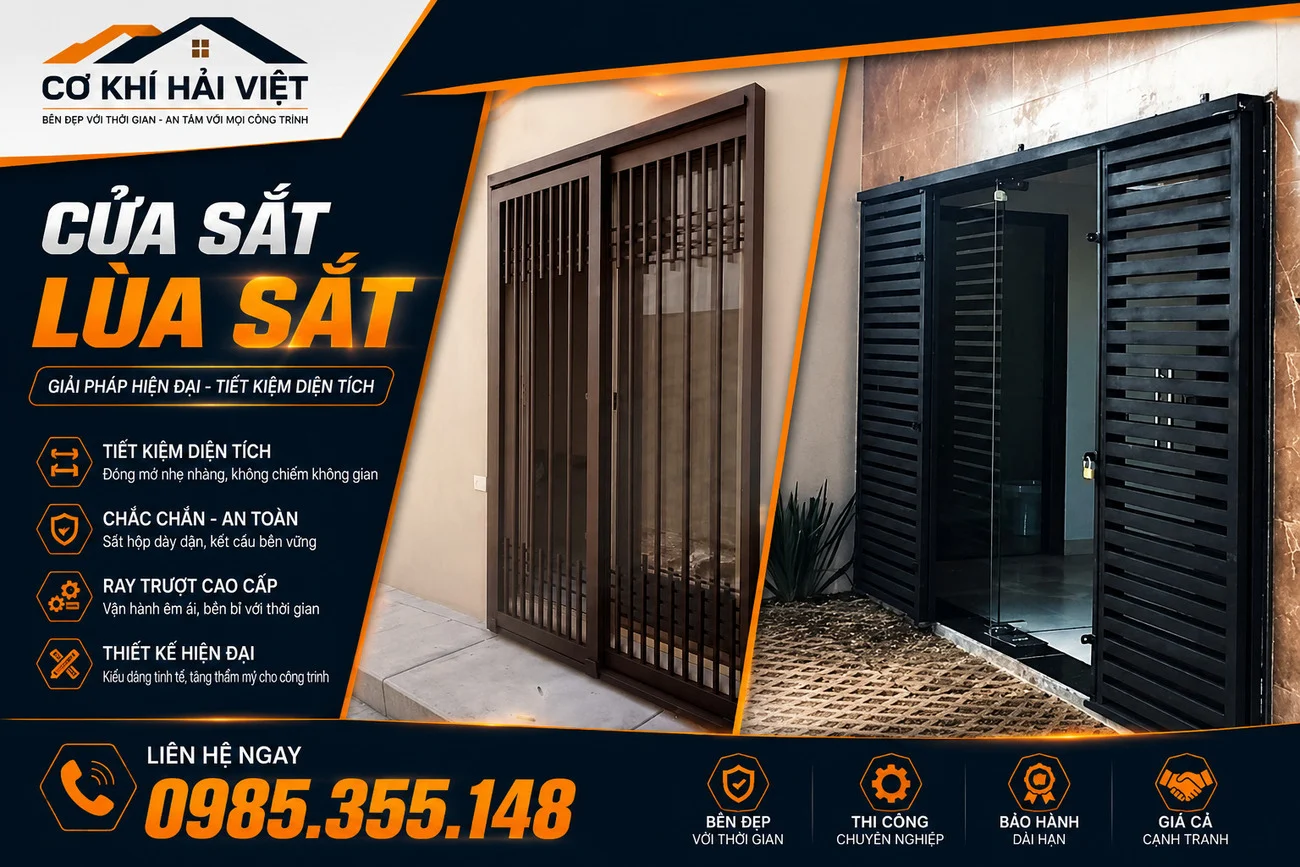 Làm cửa sắt lùa tại Cơ Khí Hải Việt - Ninh Bình