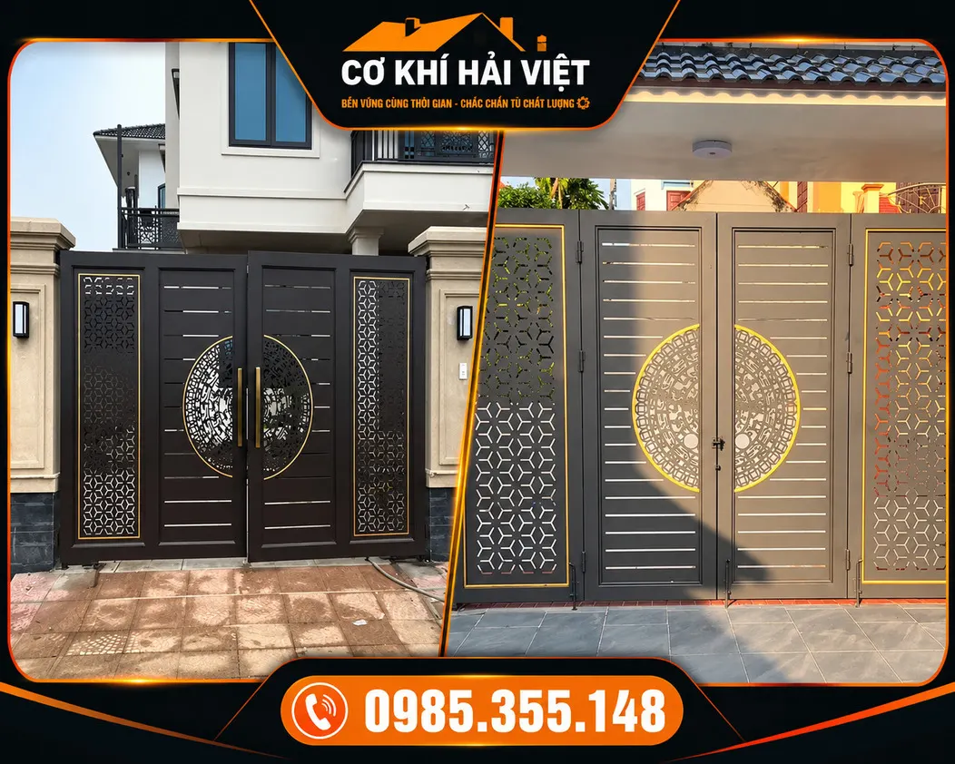 Mẫu cổng sắt 4 cánh CNC đẹp được Cơ Khí Hải Việt thi công tại Phường Hoa Lư - Ninh Bình