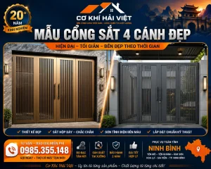 Mẫu cổng sắt 4 cánh đẹp và hiện đại tại Ninh Bình được thi công bởi Cơ Khí Hải Việt