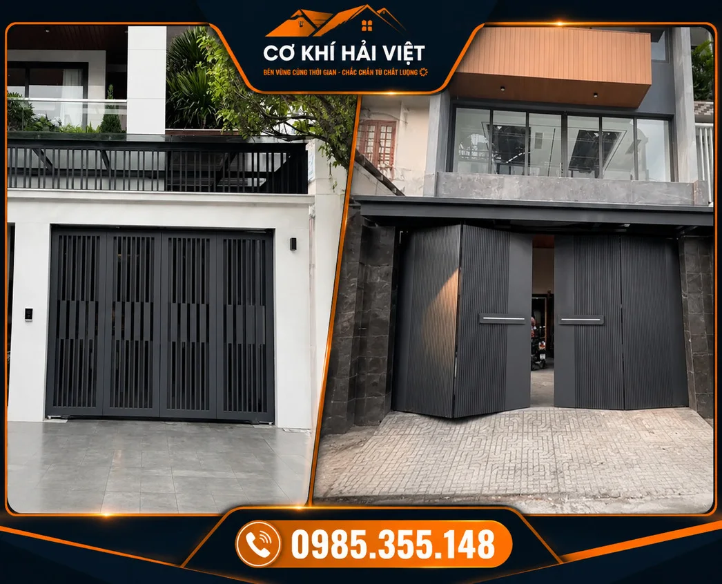 Mẫu cổng sắt 4 cánh hiện đại được Cơ Khí Hải Việt thiết kế và thi công tại TP Ninh Bình