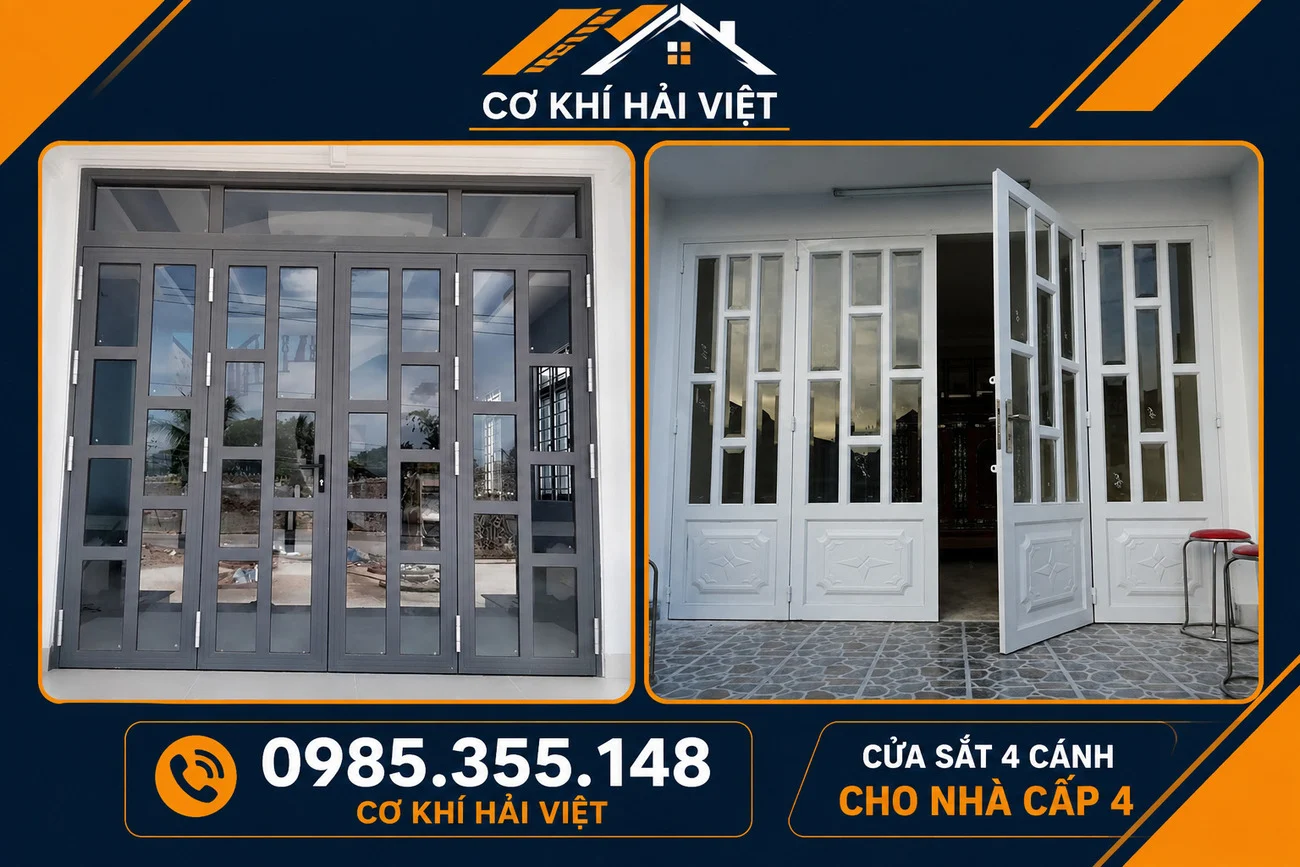 Mẫu cửa sắt 4 cánh cho nhà cấ 4 được Hải Việt thi công tại Phường Tam Điệp - Ninh Bình