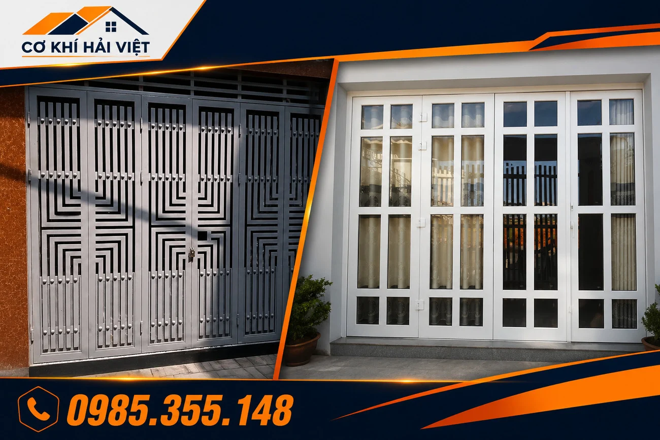 Mẫu cửa sắt 4 cánh cho nhà cấ 4 được Hải Việt thi công tại Phường Nam Hoa Lư - Ninh Bình
