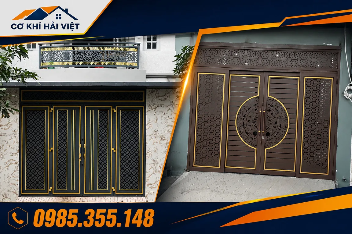 Mẫu cửa sắt CNC 4 cánh hiện đại được Cơ Khí Hải Việt thi công tại Phường Nam Hoa Lư và Tây Hoa Lư