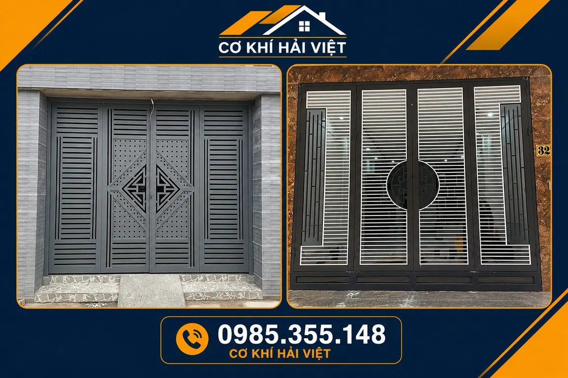 Mẫu cửa sắt 4 cánh có ô thoáng được thi công tại Phường Hoa Lư - Ninh Bình