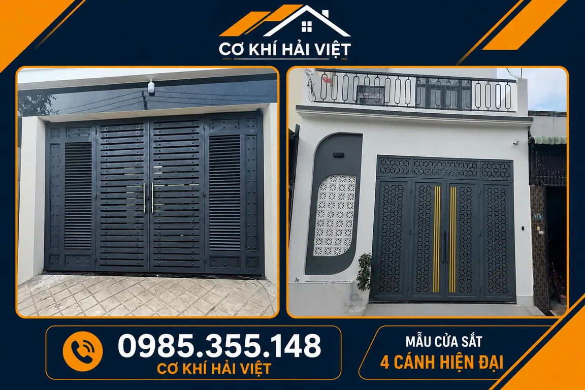 Mẫu cửa sắt hiện đại có 4 cánh thi công tại Tam Điệp và Hoa Lư