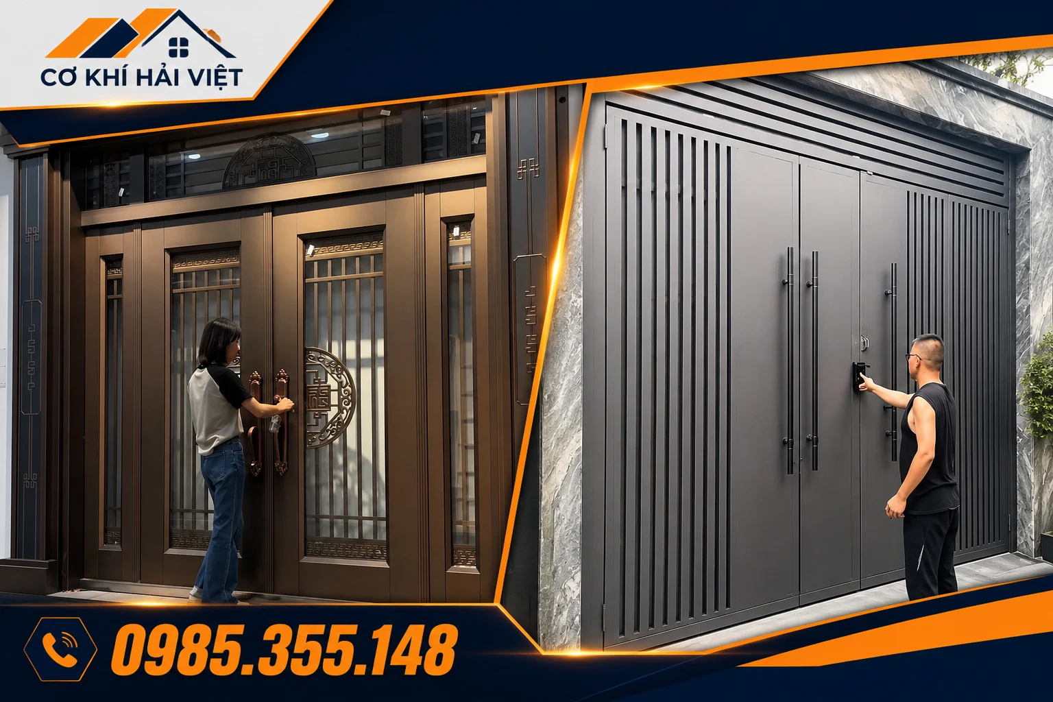 Mẫu cửa sắt 4 cánh sơn tĩnh điện được Hải Việt thi công tại TP Ninh Bình và Tam Điệp