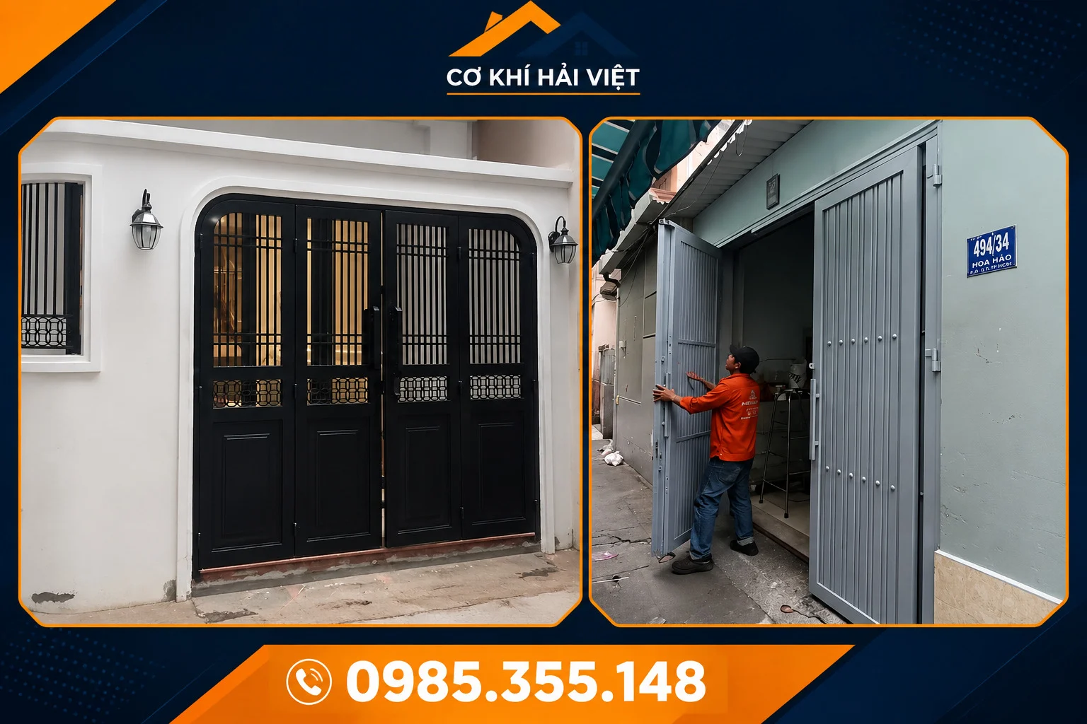 Mẫu cửa sắt hộp 4 cánh đơn giản - Cơ Khí Hải Việt 