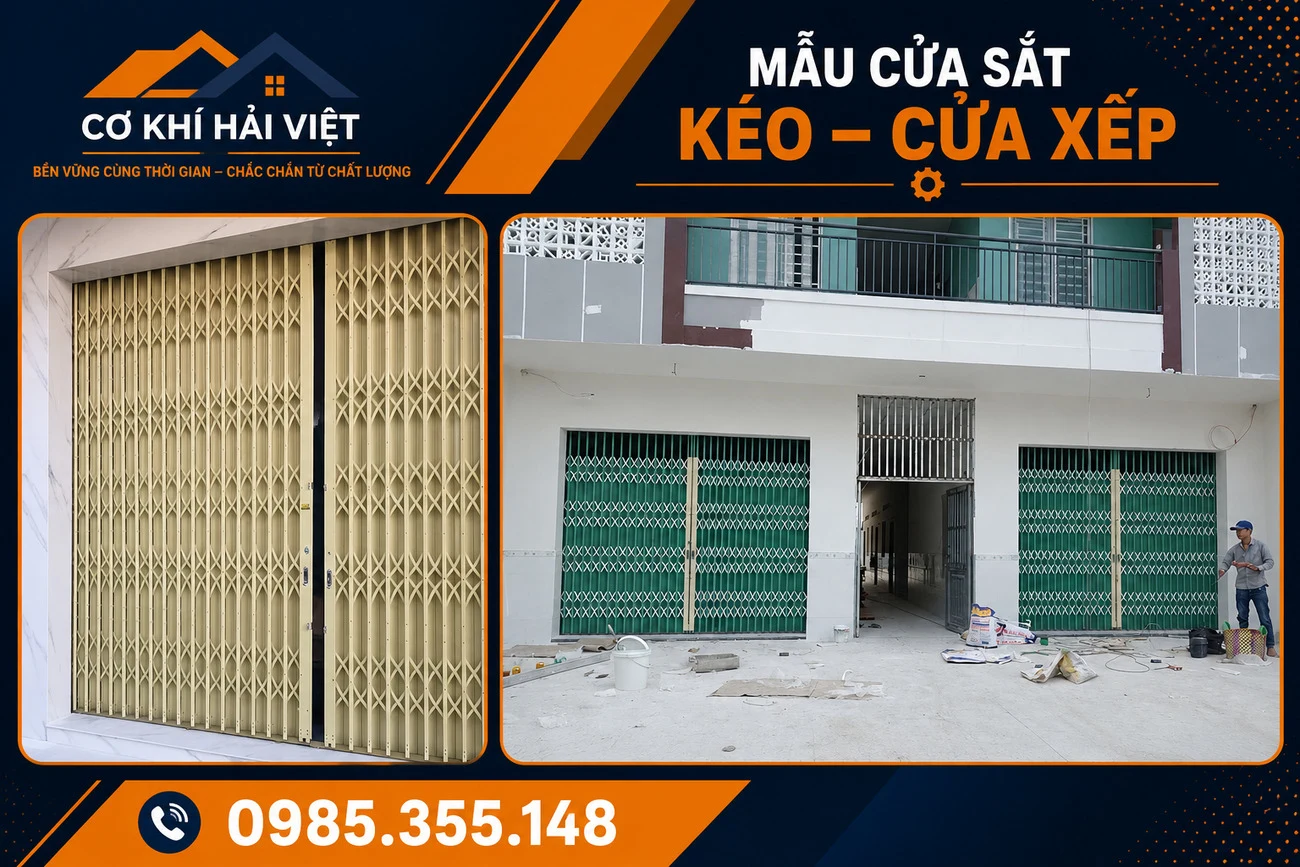 Cửa sắt kéo - Cửa xếp được Hải Việt thi công hoàn thiện tại TP Ninh Bình