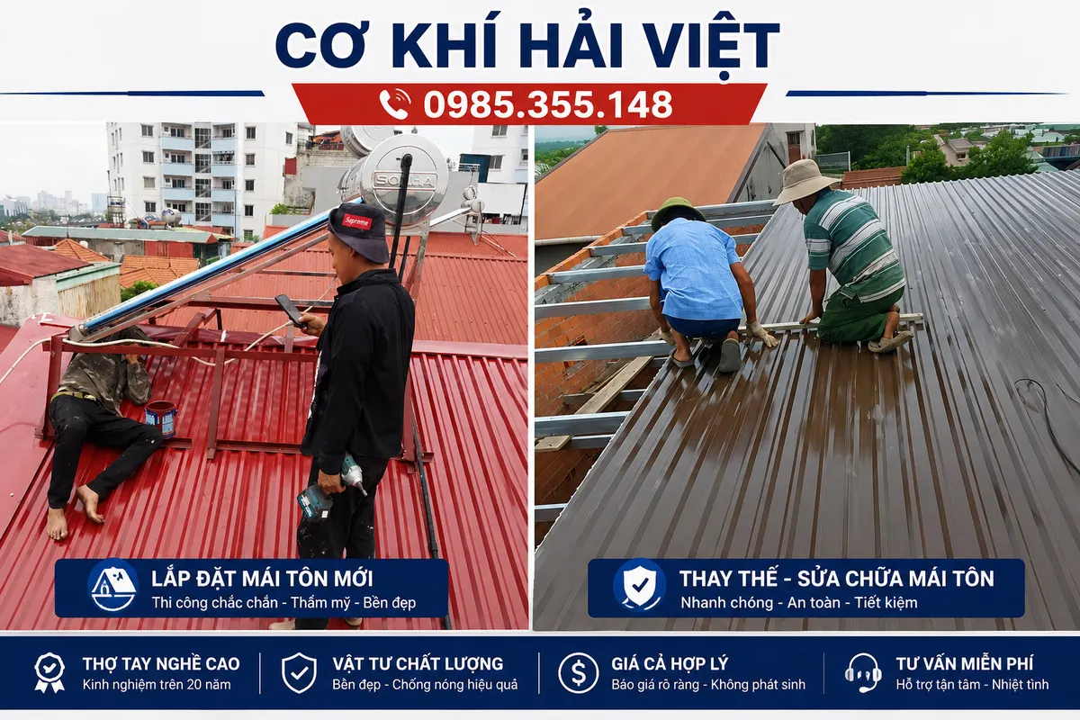 Thi công mái tôn nhà cấp 4