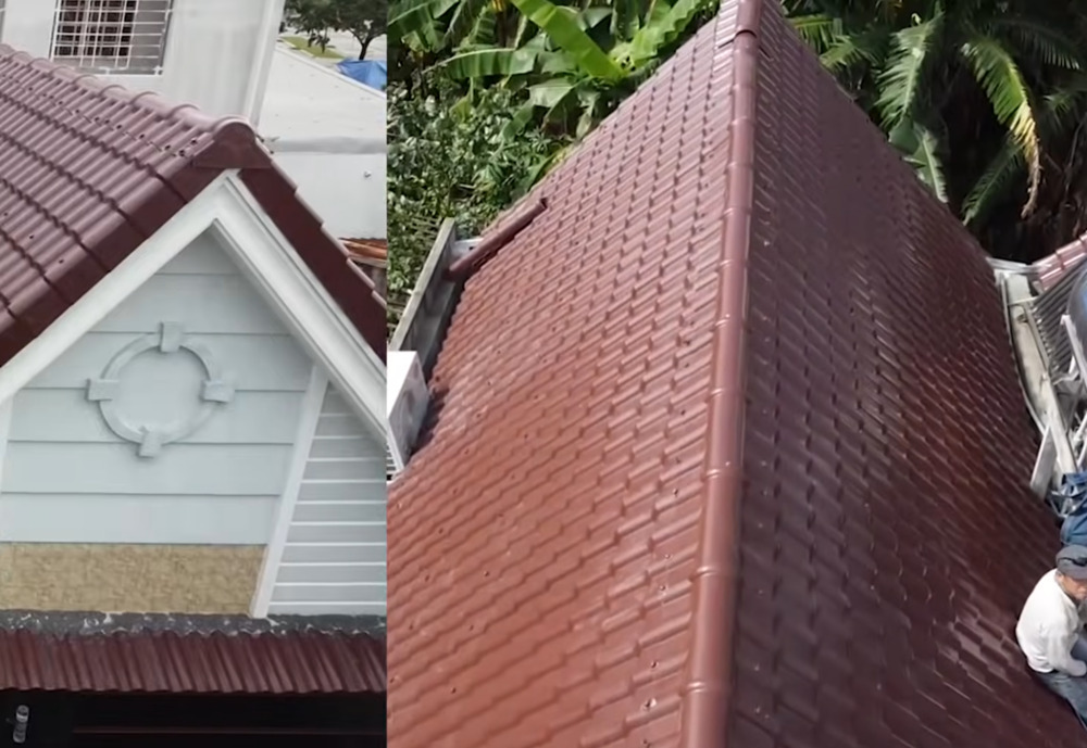 Tôn nhựa giả ngói được lợp cho ngôi nhà theo phong cách giả vườn