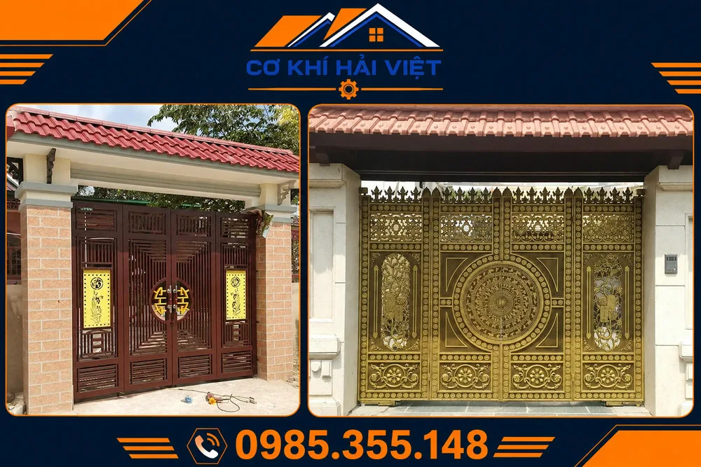 Mẫu cổng 4 cánh nhà thờ họ được làm bằng sắt - Cơ Khí Hải Việt thi công tại xã Yên Từ - Yên Mô - Ninh Bình
